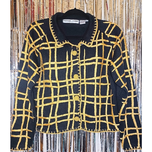 Michael Simon Sweaters - Vintage Michael Simon Black & Gold Jacket